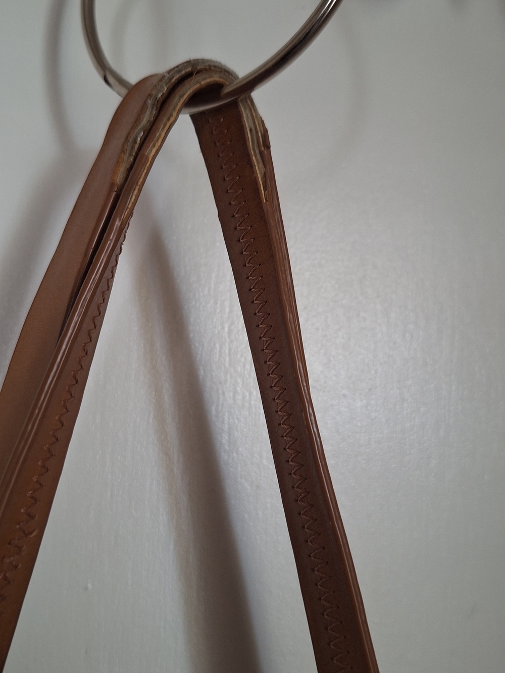HOBO Red Leather Tote with Tan Straps and Brass Accents - Picture 3 of 7